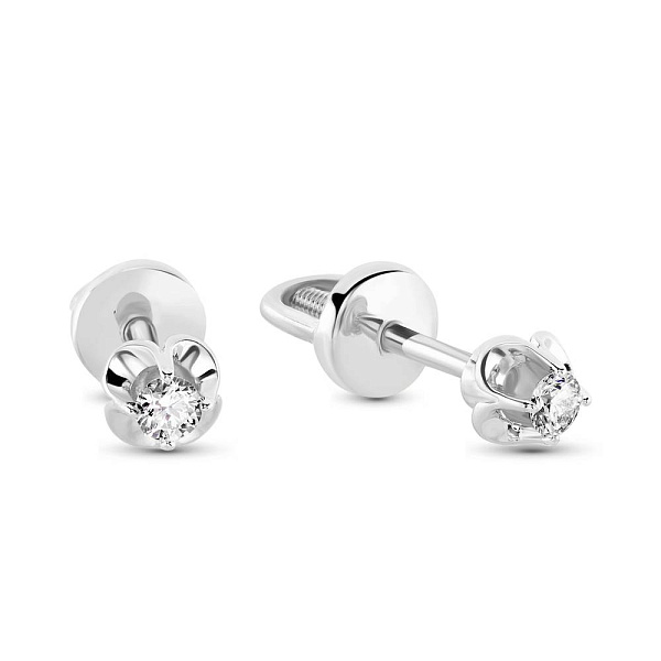 Серьги-пусеты из белого золота с бриллиантами (арт. 2190497202) – изображение 1