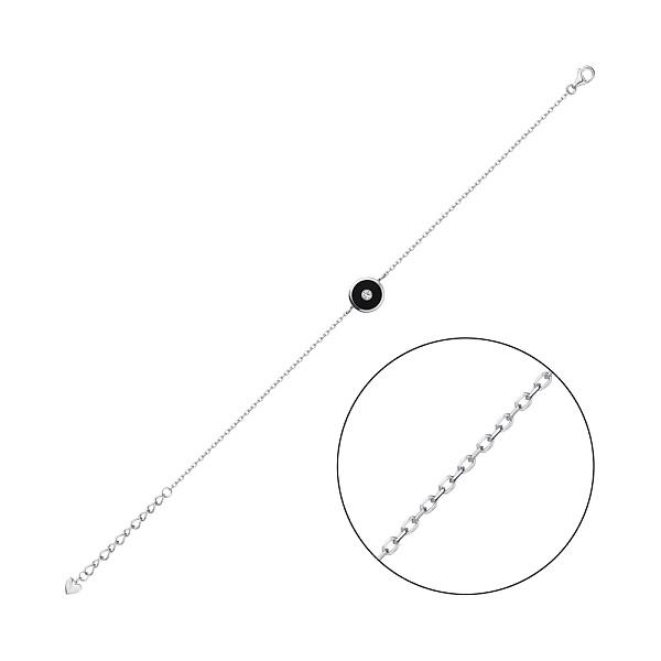 Браслет серебряный с эмалью и с фианитом (арт. 7509/3060/10еч) – изображение 1