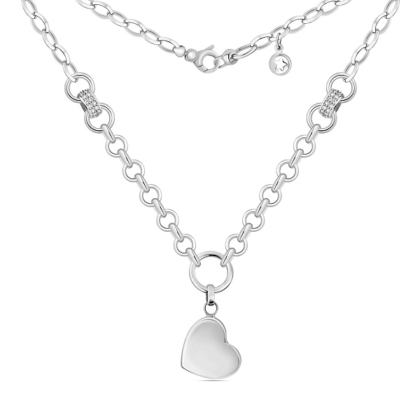 Колье Сердце из белого золота с фианитами (арт. 353020б) – изображение 2