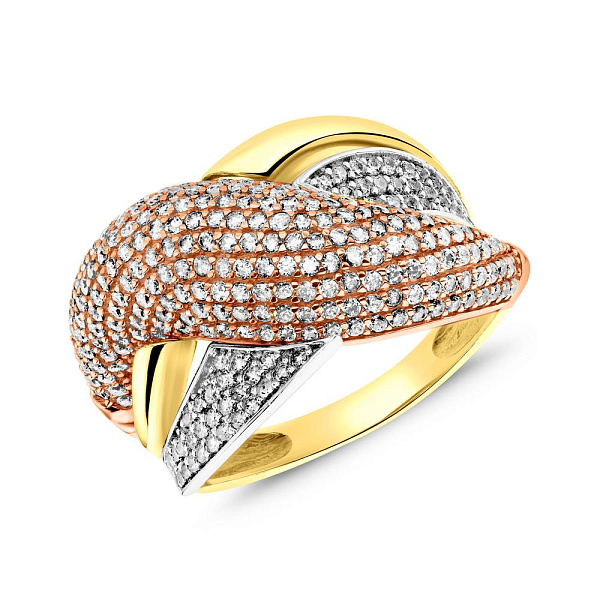 Золотое кольцо с россыпью фианитов (арт. 151859ж) – изображение 1