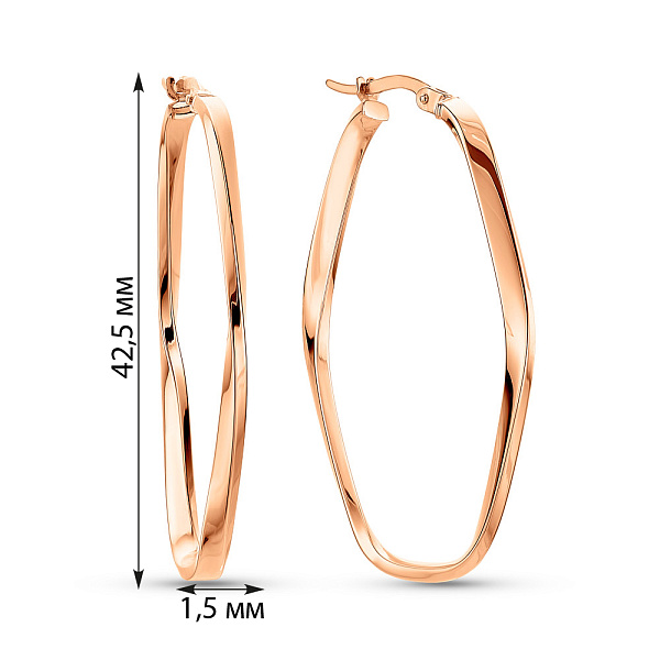 Сережки-кільця з червоного золота (арт. 109672/40) – зображення 4
