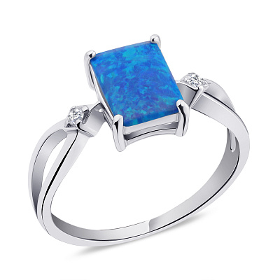 Кольцо из серебра с синим опалом и с фианитами (арт. 7501/5323Пос)