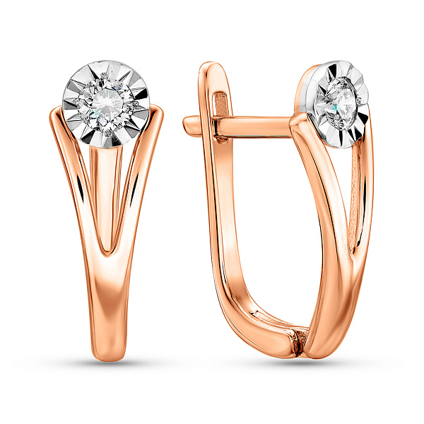 Золотые серьги с бриллиантом (арт. С011403010) – изображение 1