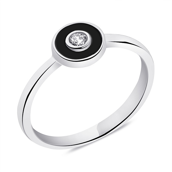 Серебряное кольцо с ониксом и фианитом (арт. 7501/6727о) – изображение 1