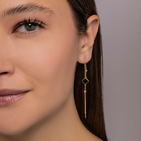 Серьги из красного золота с эмалью (арт. 1101202еч) – изображение 4