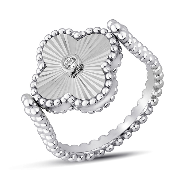 Срібна каблучка-трансформер Конюшина з перламутром (арт. 7501/8324/15п) – зображення 3