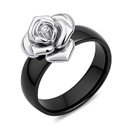 Каблучка Квітка зі срібла та кераміки (арт. 7501/1540206кмч)