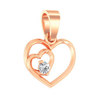Золотая подвеска Два сердца с фианитом (арт. 440559)