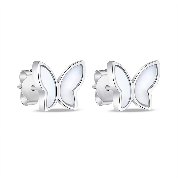 Серебряные серьги пусеты Бабочки (арт. 7518/6504п) – изображение 1