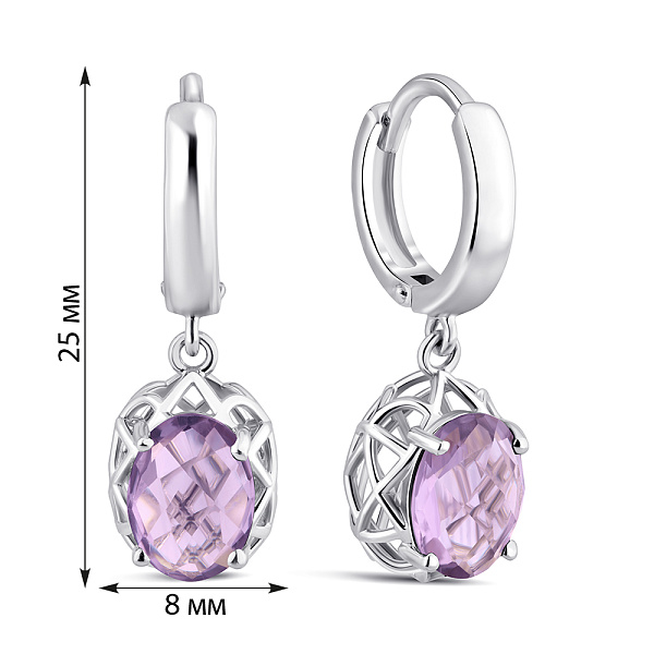 Серебряные серьги-конго с аметистами (арт. 7502/2179122А) – изображение 2