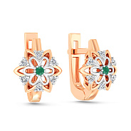 Сережки золоті зі смарагдом та діамантами (арт. С011081и)