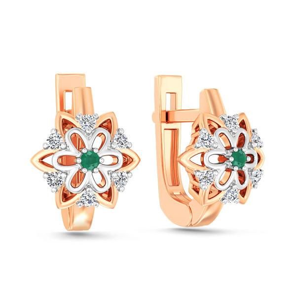 Сережки золоті зі смарагдом та діамантами (арт. С011081и) – зображення 1