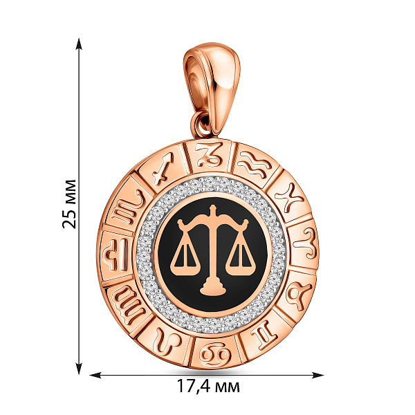 Золотой подвес "Весы" с эмалью и фианитами (арт. 440681ечвс) – изображение 7