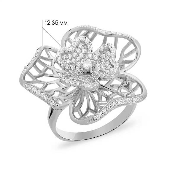 Золота каблучка «Квітка» з фіанітами (арт. 140660б) – зображення 2