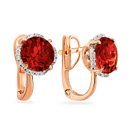 Серьги из красного золота с кварцем и фианитами (арт. 110332ПкГ)