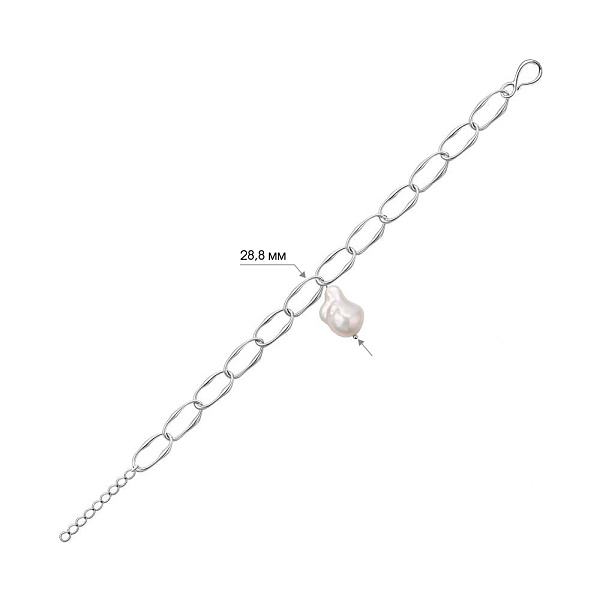 Срібний браслет з перлиною (арт. 7509/2185062жб) – зображення 2