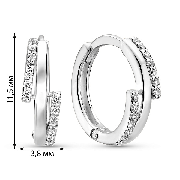 Серьги-кольца из белого золота с бриллиантами (арт. С011388010б) – изображение 2