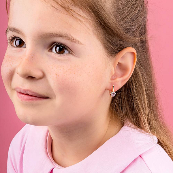 Детские сережки золотые с фианитами (арт. 110384р) – изображение 3