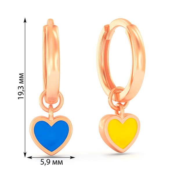 Золотые серьги Сердечки двусторонние с эмалью (арт. 110033есж) – изображение 4