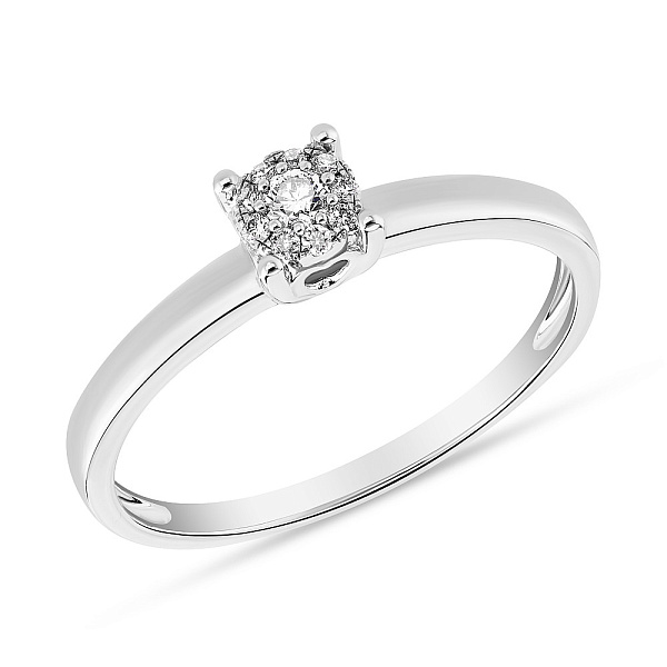 Золотое кольцо в белом цвете металла с бриллиантами (арт. К341159010б) – изображение 1