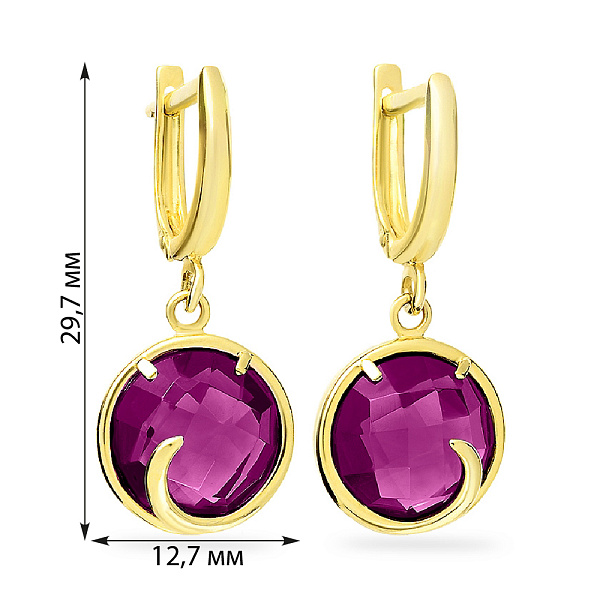 Серьги-подвески из желтого золота с кварцем (арт. 110378ПжрГ) – изображение 2