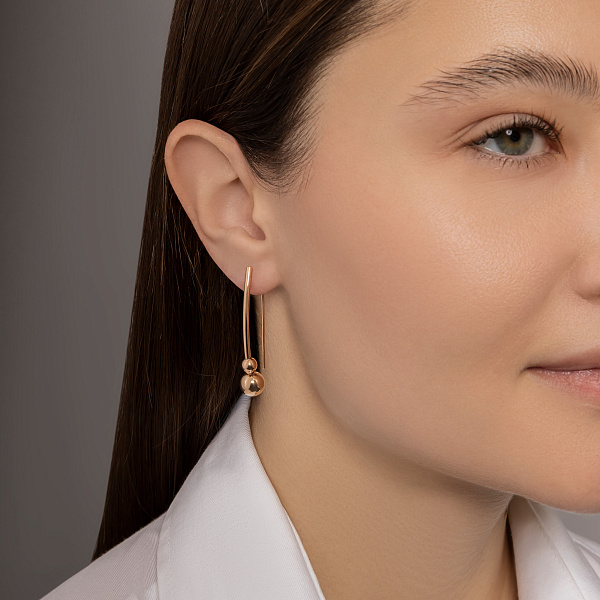 Золотые серьги Шар (арт. 100965/2) – изображение 3