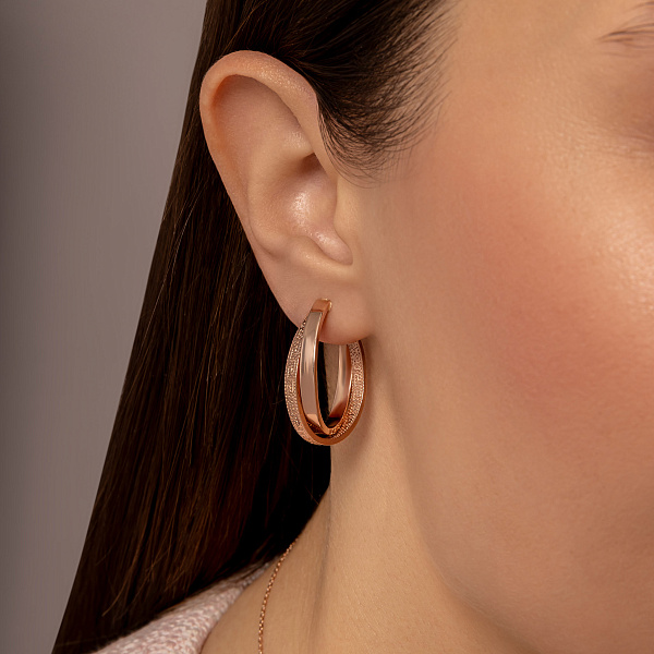 Серьги-кольца Олимпия с переплетением красного золота (арт. 106149/25) – изображение 3