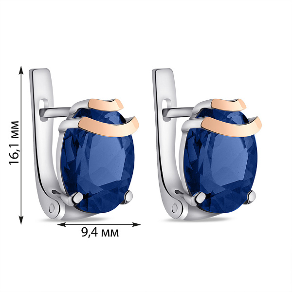 Серьги из серебра с сапфиром и золотой накладкой (арт. 7202/685Спссп) – изображение 2