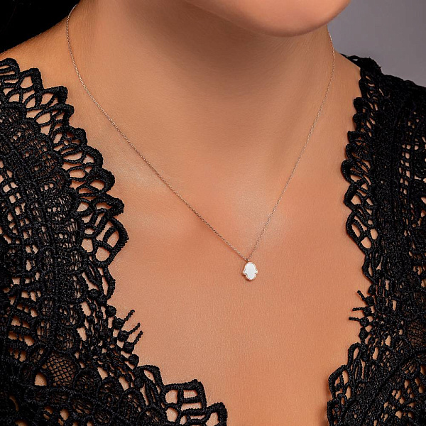 Кольє "Хамса" з червоного золота з перламутром (арт. 352184п) – зображення 3