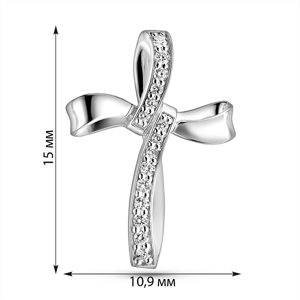Крестик из белого золота с бриллиантами (арт. П011468б) – изображение 4