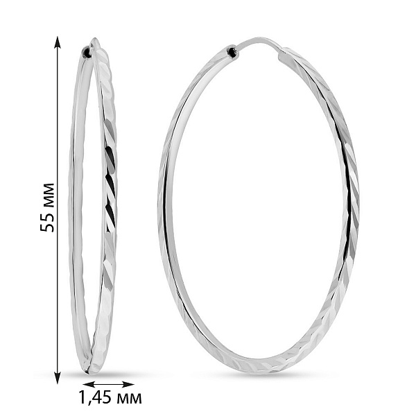 Золоті тонкі сережки-кільця з алмазним гравіюванням (арт. 106262/55б) – зображення 2