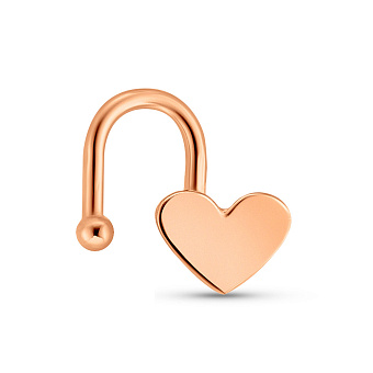Золотая серьга-пирсинг Сердце для носа (арт. 130319)