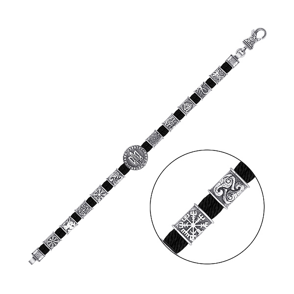 Браслет на шовковій нитці з вставками зі срібла (арт. 7309/2197/11) – зображення 1