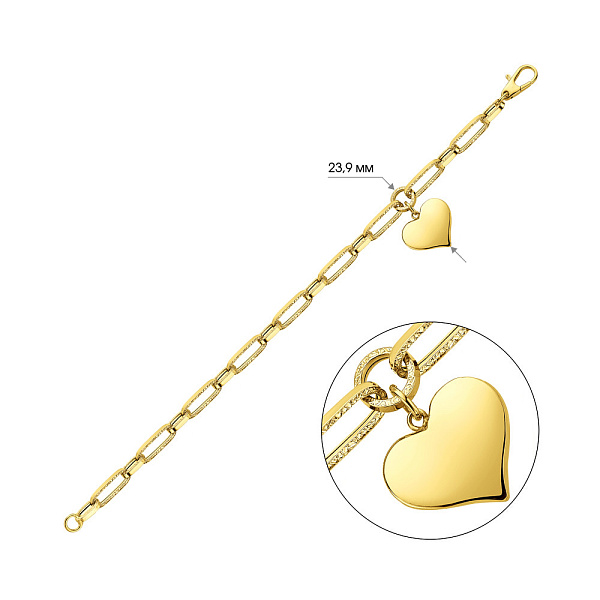 Браслет з жовтого золота з сердечком (арт. 3261019ж) – зображення 5