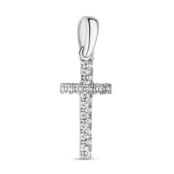 Фото Крестик из белого золота с бриллиантами (арт. П341012010б)