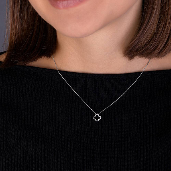 Колье из белого золота Клевер с бриллиантами (арт. Ц341292005б) – изображение 6