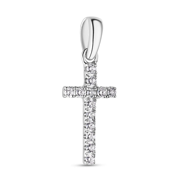 Хрестик з білого золота з діамантами (арт. П341012010б) – зображення 1