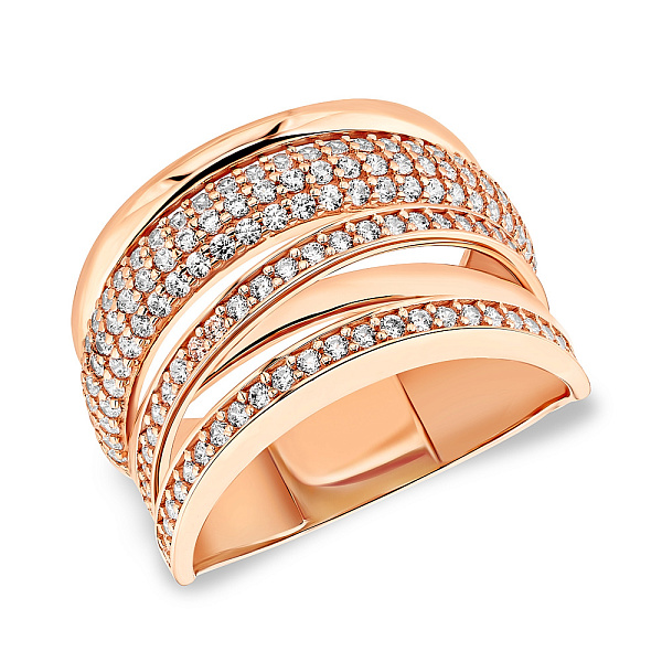 Кольцо из красного золота с фианитами (арт. 155135) – изображение 1