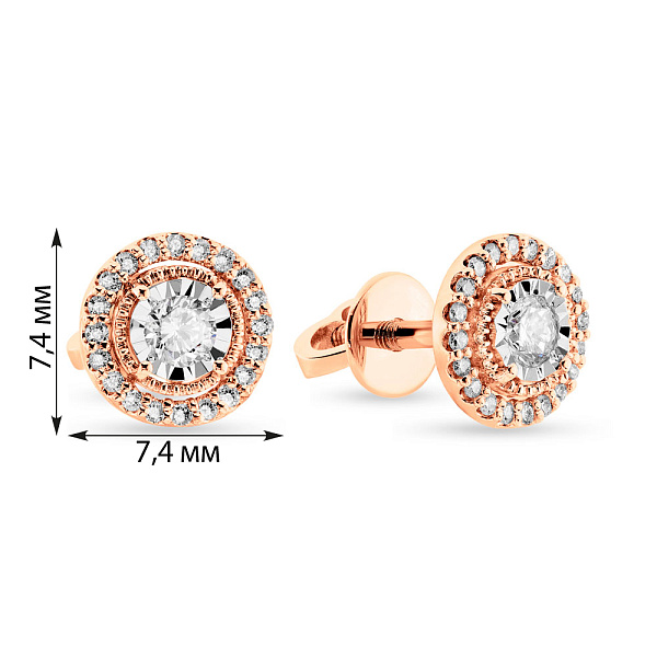 Золотые серьги пусеты с бриллиантами (арт. Т011244020) – изображение 2