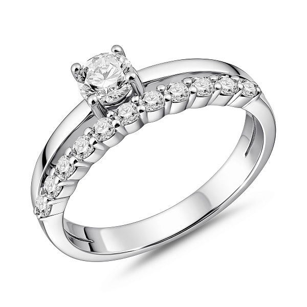 Серебряное двойное кольцо с фианитами (арт. 7501/8552) – изображение 1