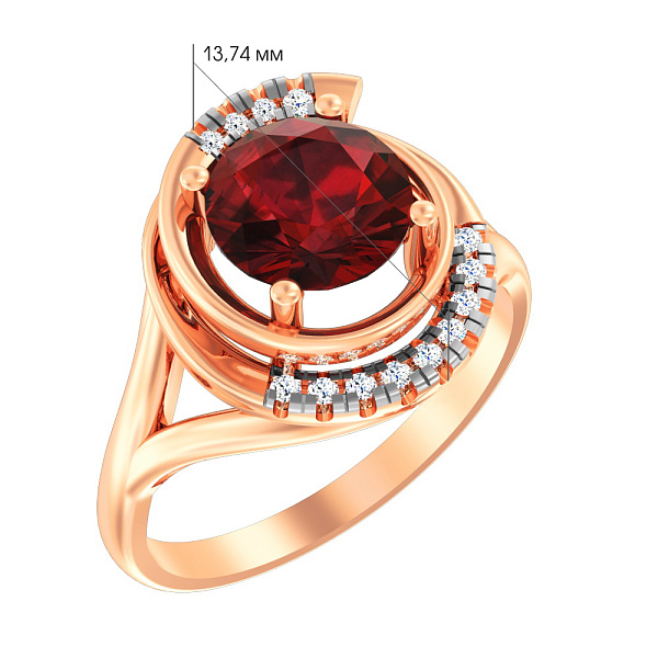 Золотое кольцо с кварцем и фианитами (арт. 142000ПкГ) – изображение 2