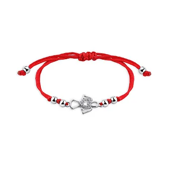 Браслет на красной нити с серебряными вставками (арт. 7309/3350к)