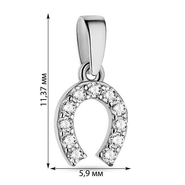 Золотой подвес "Подкова" в белом цвете металла (арт. 440264б) – изображение 3