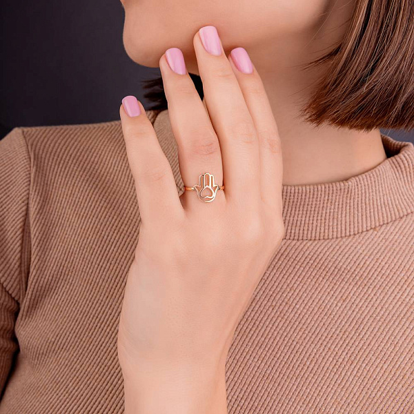 Золотое кольцо Хамса (арт. 156135) – изображение 4