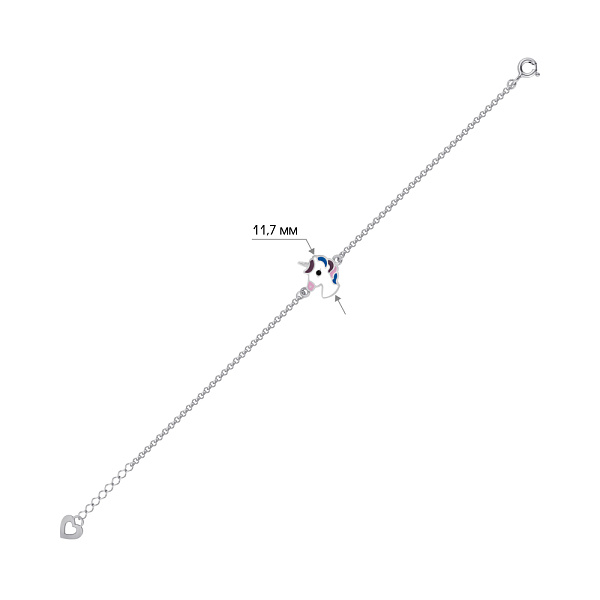 Детский серебряный браслет Единорог с эмалью (арт. 7509/А108ецвбрю) – изображение 2