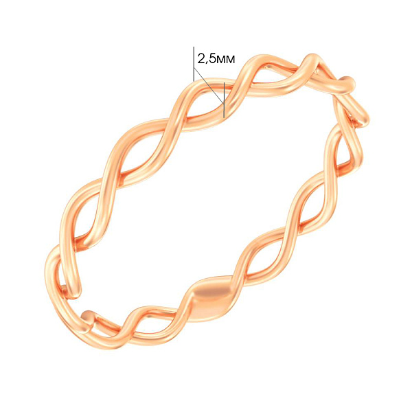Тонкое переплетенное кольцо из красного золота (арт. 140945) – изображение 3