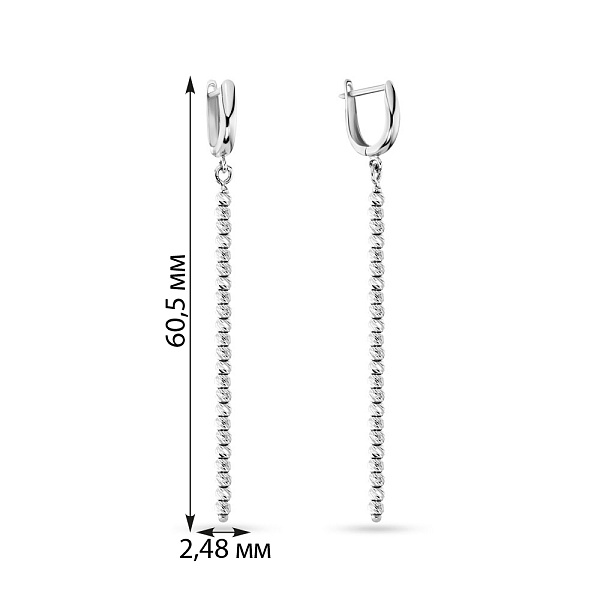 Сережки-подвески из белого золота (арт. 106368б) – изображение 4