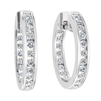 Золоті сережки-конго з доріжкою із діамантів (арт. С011317060б)