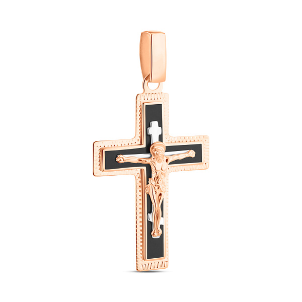 Золотий натільний хрестик з розп'яттям та емаллю (арт. 541131нчш) – зображення 1