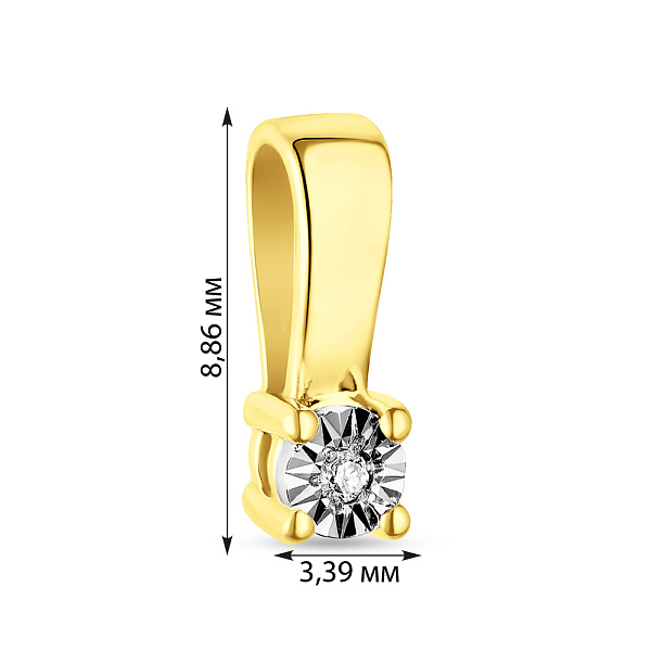 Подвес из желтого золота с бриллиантом (арт. П011026ж) – изображение 2
